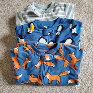 Set of 3 fleece footed pajamas - 2T